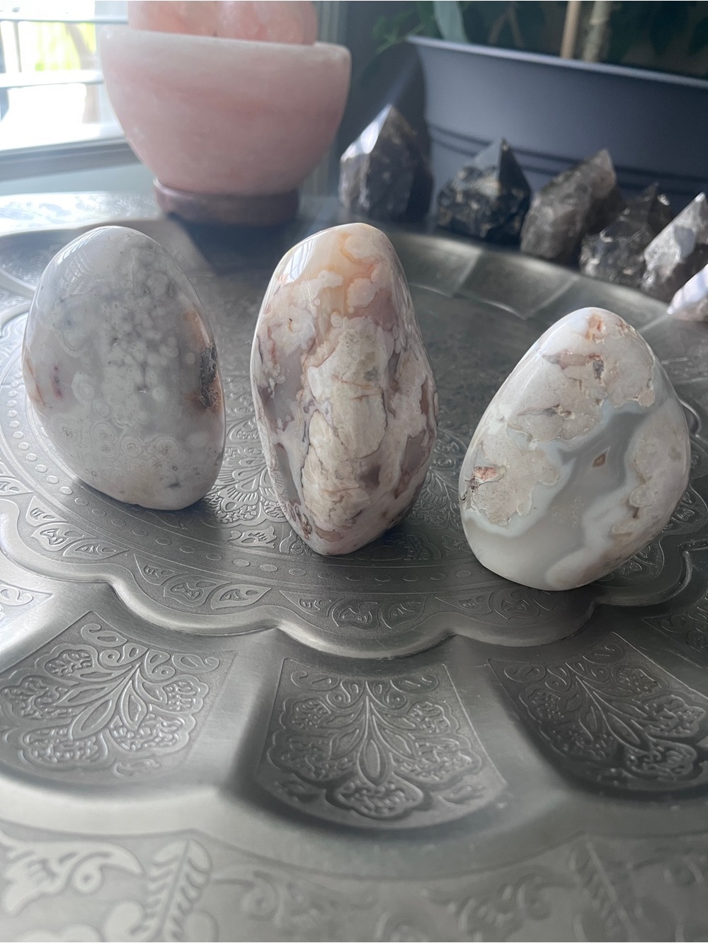 Flower agate free form